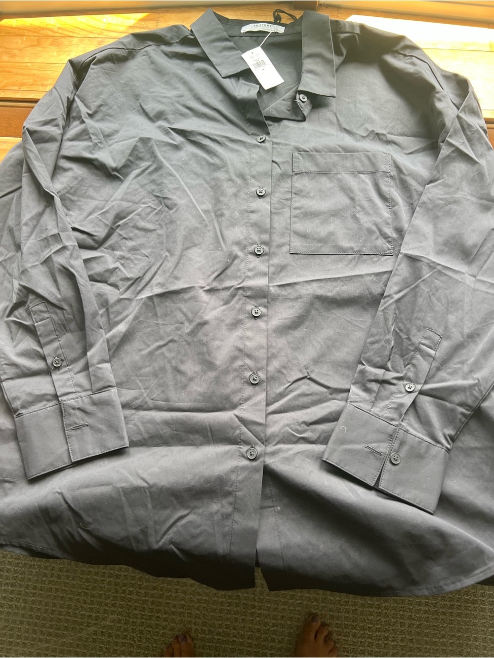 BR Sport Banana Republic Men's M Black Solid Classic Fit Dress Shirt 32/33 # 433
